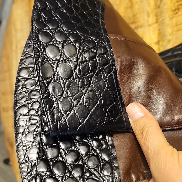 ANYI LU TAYLOR Made In Italy Black Crocodile/BRN CALF handmade in Italy size 39