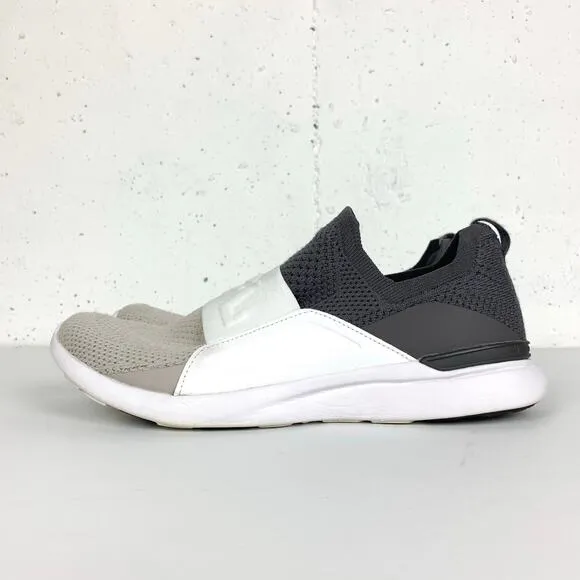 APL Womens Techloom Bliss Sneakers Grey White Tan Slip On Lightweight Size 8