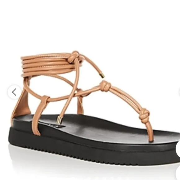 AQUA Women's Muse Strappy Ankle Tie Thong Sandals