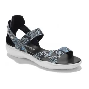 AQUATALIA Blue Snakeskin Leather Velcro Sandals