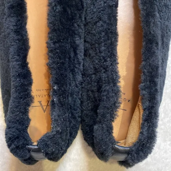 Aquatalia Brinley black shearling leather lined ballet flats Sz 9
