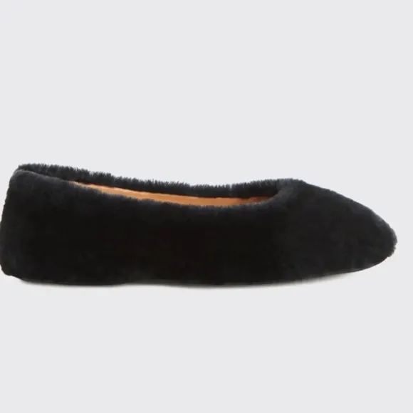 Aquatalia Brinley black shearling leather lined ballet flats Sz 9