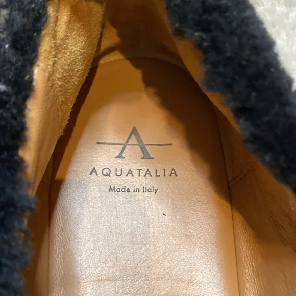 Aquatalia Brinley black shearling leather lined ballet flats Sz 9