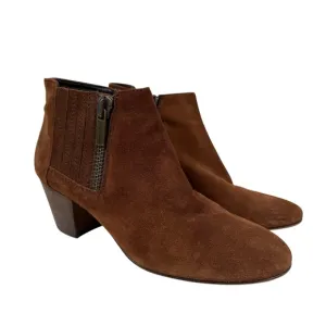 Aquatalia Size 7 Fallon Chelsea Ankle Boots in Chestnut Suede