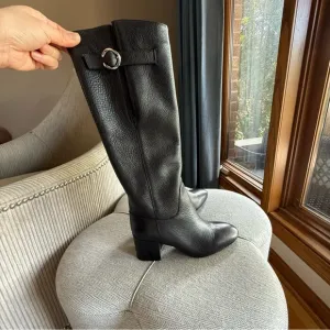 Aquatalia Women's Fabrianna Knee Length Boots, Wide Calf Black Leather.