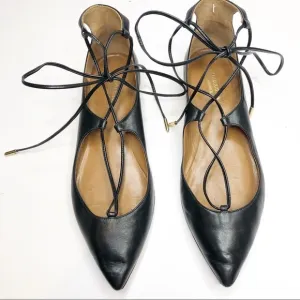 Aquazzura | Christy Lace-Up Pointed Toe Ballet Flat
