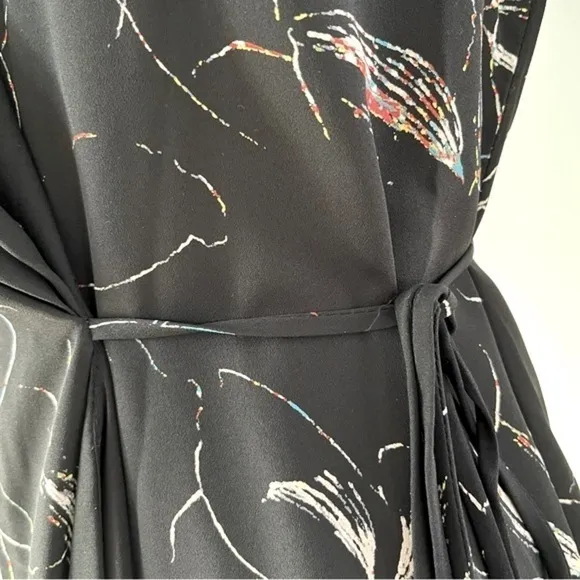 Aritiza Babaton Women’s WALLACE DRESS Short Sleeve Black Floral Wrap Mini XS