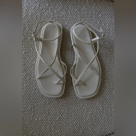 Arket Leather Stripe Sandals - White.