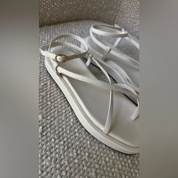 Arket Leather Stripe Sandals - White.