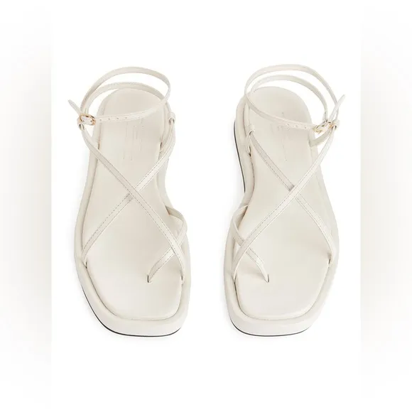 Arket Leather Stripe Sandals - White.