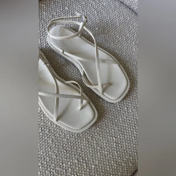 Arket Leather Stripe Sandals - White.