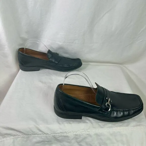 Arnold Palmer Men's 10 Augusta Collection Black Leather Ride Loafers Dress Shoes