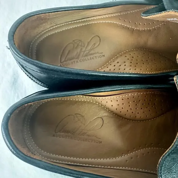 Arnold Palmer Men's 10 Augusta Collection Black Leather Ride Loafers Dress Shoes