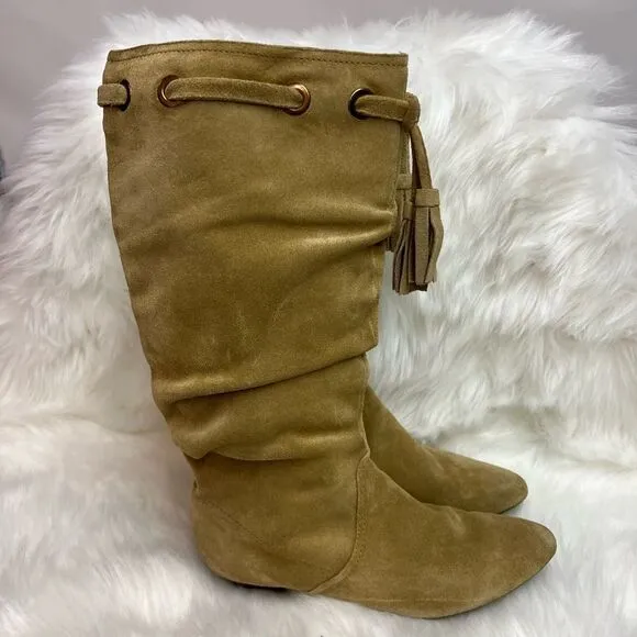 Arturo Chiang Slouch Boots Size 8 Suede BIN 18