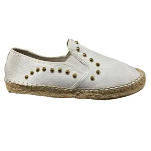 ASH Gold Studded White Leather Espadrilles Size 37