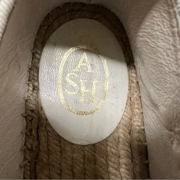 ASH Gold Studded White Leather Espadrilles Size 37