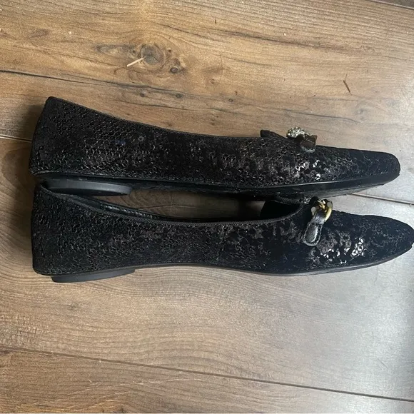ASH ILKS Sequined Jeweled Skull Charmed Flats​​