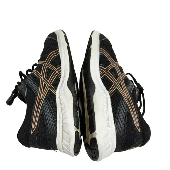 Asics Contend 6 Sneakers Women Size 9 Black Rose Gold Everyday Comfort 1012A570