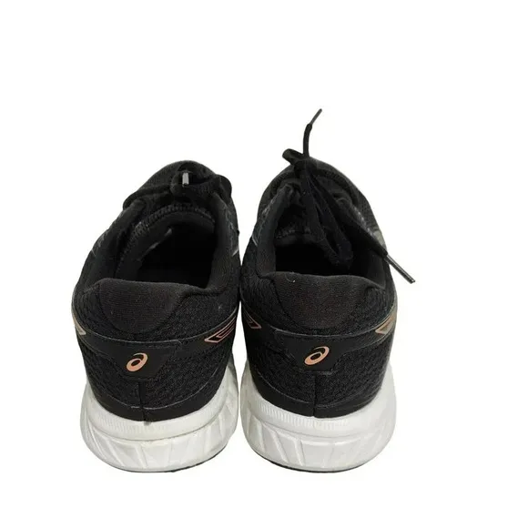 Asics Contend 6 Sneakers Women Size 9 Black Rose Gold Everyday Comfort 1012A570