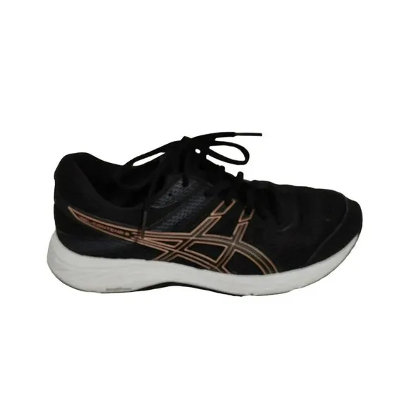 Asics Contend 6 Sneakers Women Size 9 Black Rose Gold Everyday Comfort 1012A570