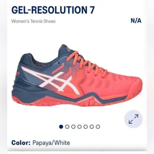 Asics gel resolution 7 | size  9.0 sneakers papaya / white / blue