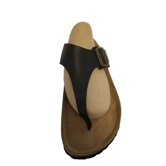 Autenti Leather‎ Women's Sandals Toe Thong Black Size 11 Made in Spain