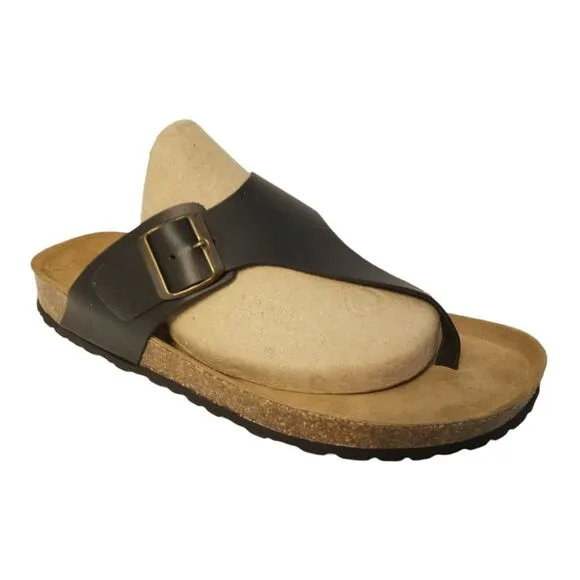 Autenti Leather‎ Women's Sandals Toe Thong Black Size 11 Made in Spain
