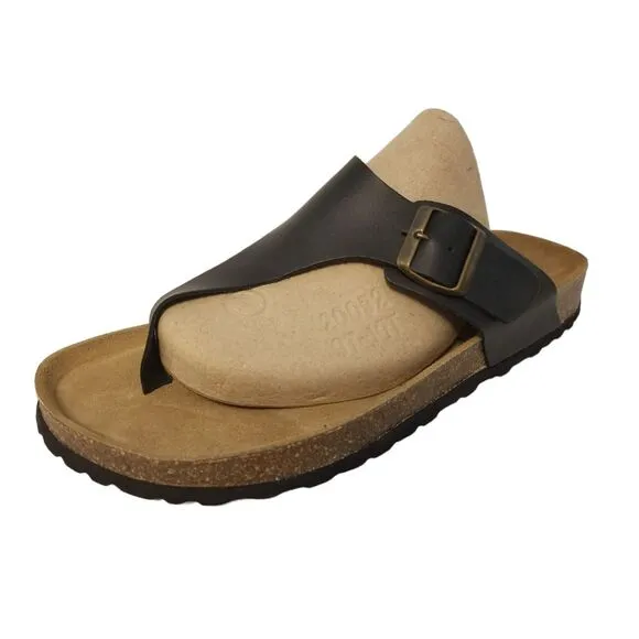 Autenti Leather‎ Women's Sandals Toe Thong Black Size 11 Made in Spain