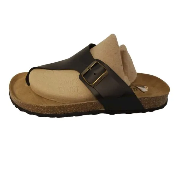 Autenti Leather‎ Women's Sandals Toe Thong Black Size 11 Made in Spain
