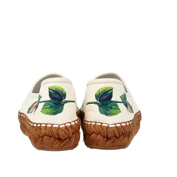 AUTH! NEW! Dolce &amp; Gabbana Flat Rose Flower Printed Espadrilles Shoe 38 8 D&amp;G