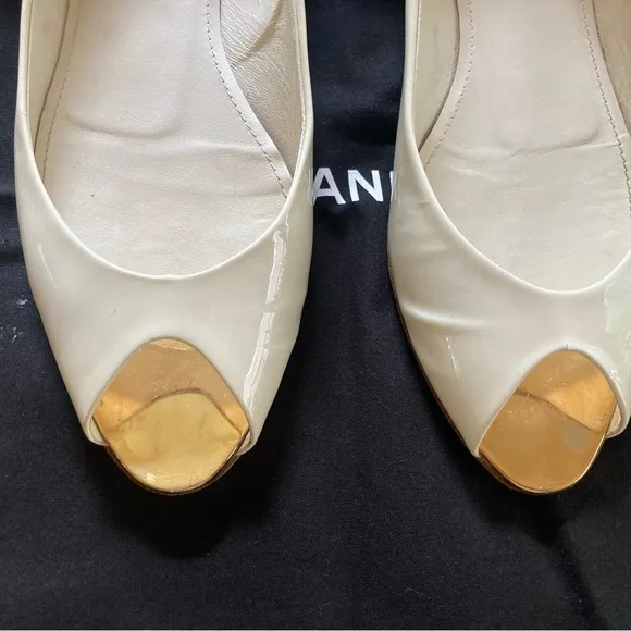 Authentic Chanel peep (open)toe flats USA size 38