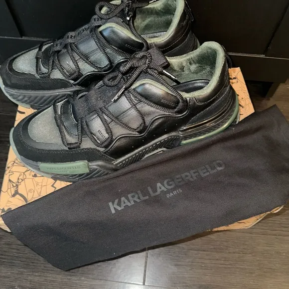 AUTHENTIC Karl Lagerfeld Black and Green Sneakers BRAND NEW