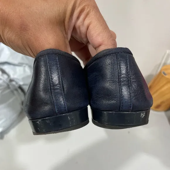 Authentic PRADA Cap-Toe navy Leather Ballet Flats size 8 1/2