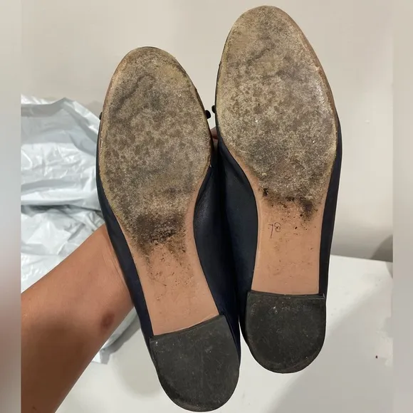 Authentic PRADA Cap-Toe navy Leather Ballet Flats size 8 1/2