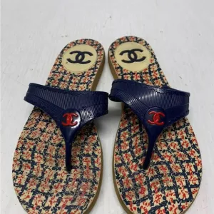 Authentic RARE Chanel Navy Blue Sandals, Size 38