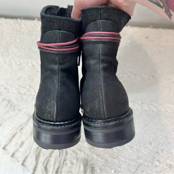 Avitto Boots Black Suede Calf High Combat Moto Boots 9