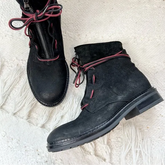 Avitto Boots Black Suede Calf High Combat Moto Boots 9