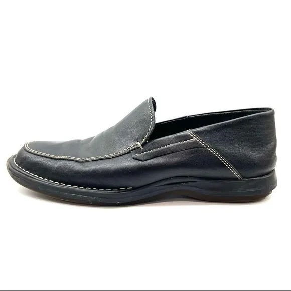 Bacco Bucci Black Leather Italian Loafers 9