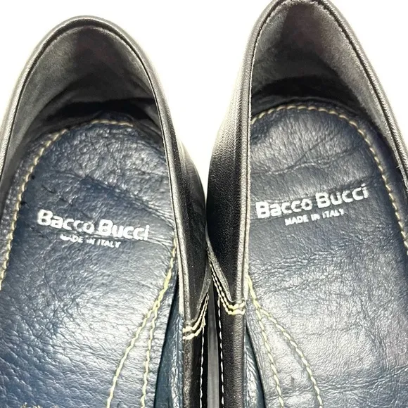Bacco Bucci Black Leather Italian Loafers 9