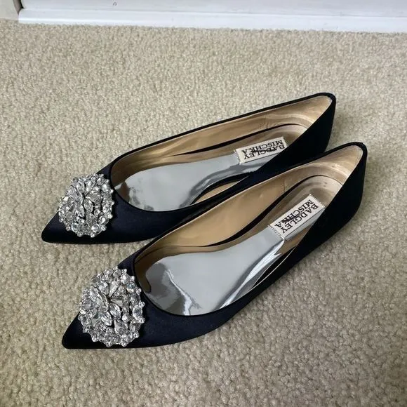 Badgley Mischka Davis Satin Pointed Toe Flats