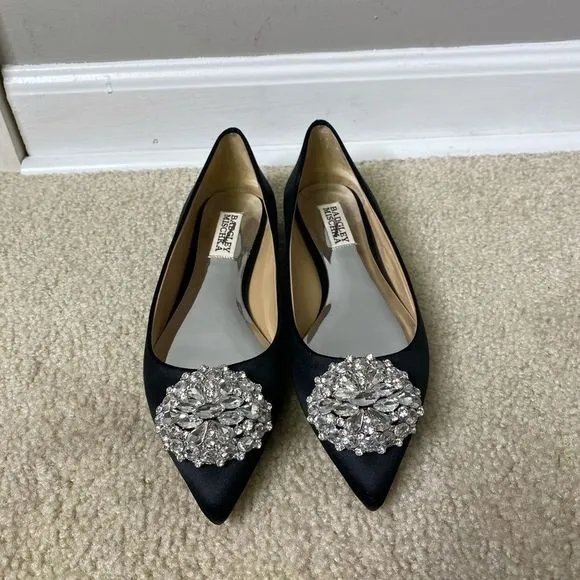 Badgley Mischka Davis Satin Pointed Toe Flats