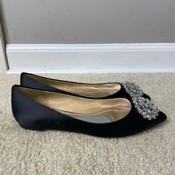 Badgley Mischka Davis Satin Pointed Toe Flats