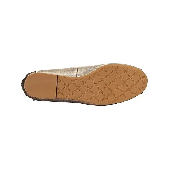 BADGLEY MISCHKA Womens Beige Karter Toe Block Heel Leather Ballet Flats 6.5
