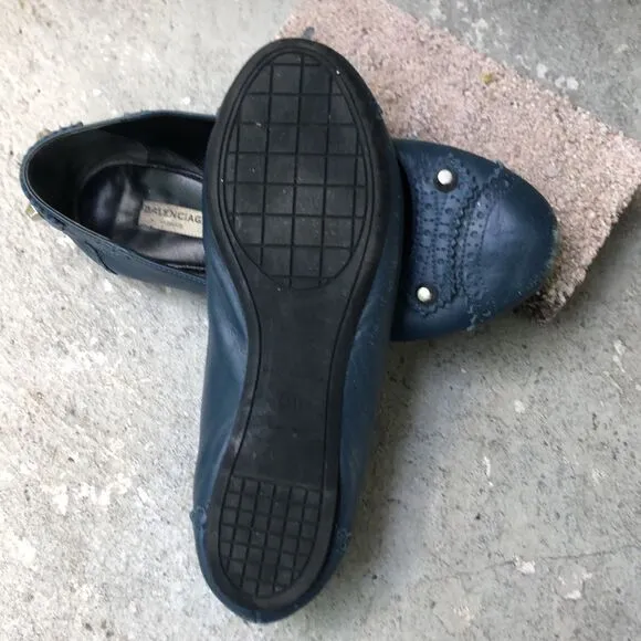 Balenciaga Arena silver stud flats