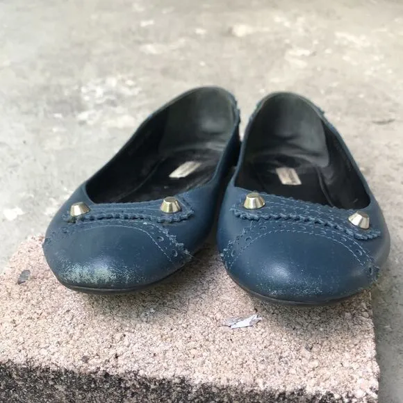 Balenciaga Arena silver stud flats