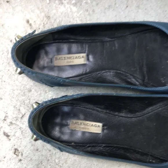 Balenciaga Arena silver stud flats