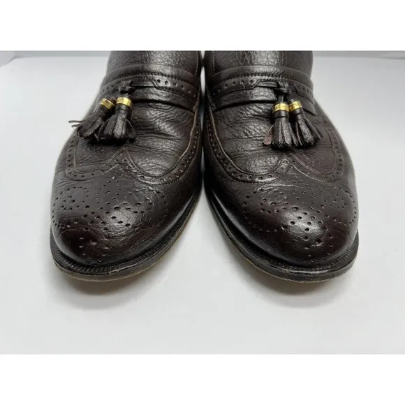 Bally Men’s Richy Slip On Wing Tip Leather Tassel Loafers Dark Brown Size 9.5 D