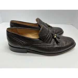 Bally Men’s Richy Slip On Wing Tip Leather Tassel Loafers Dark Brown Size 9.5 D