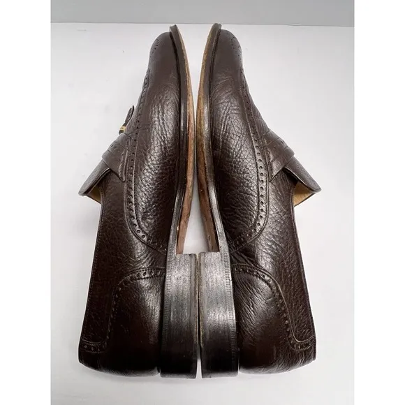 Bally Men’s Richy Slip On Wing Tip Leather Tassel Loafers Dark Brown Size 9.5 D