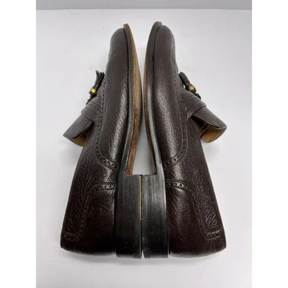 Bally Men’s Richy Slip On Wing Tip Leather Tassel Loafers Dark Brown Size 9.5 D